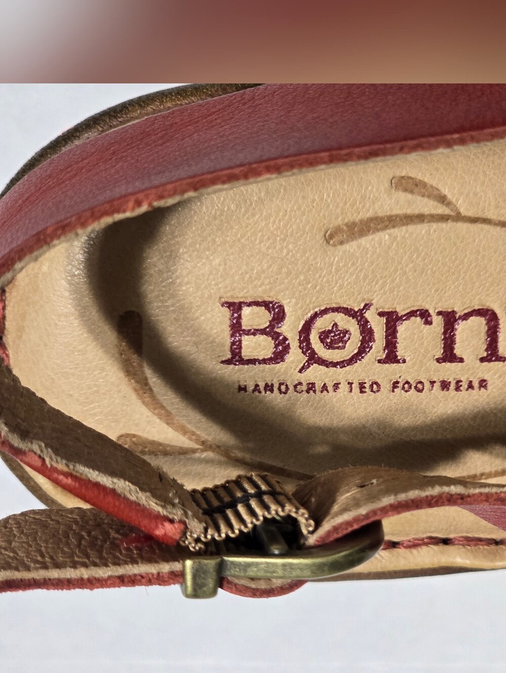 BORN Red Leather Strappy Wedge Sandal - Women 11 - Picture 3 of 11
